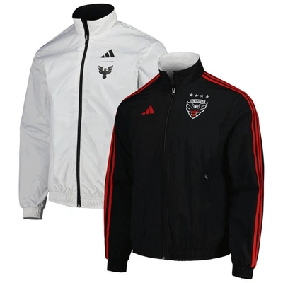 Adidas Originals Men's Adidas Black And White D.c. United 2023 On-field Anthem Full-zip Reversible Team Jacket In Black,white