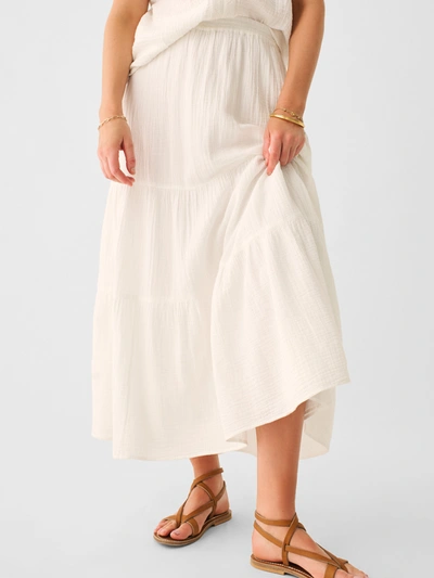 Faherty Dream Cotton Gauze Valentina Skirt In White