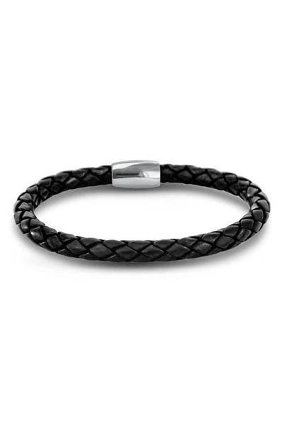 Liza Schwartz Woven Leather Magnetic Bracelet In Black ModeSens