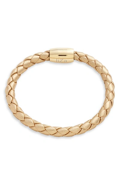 Liza Schwartz Stainless Steel & Leather Bracelet In Gold