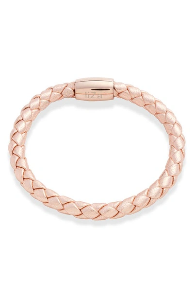 Liza Schwartz Stainless Steel & Leather Bracelet In Rose Gold