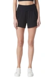 Andrew Marc Sport Foldover Pull-on French Terry Shorts In Black