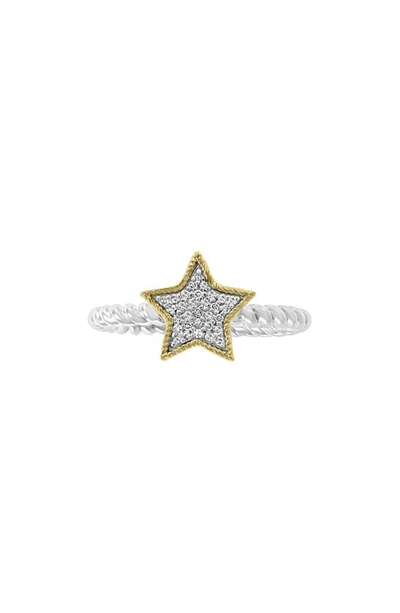 Effy 14k Yellow Gold & Sterling Silver Pavé Diamond Star Ring