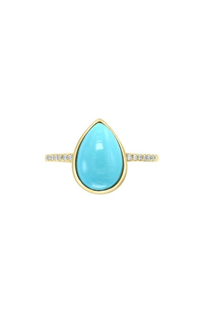 Effy 14k Yellow Gold Diamond & Turquoise Cabochon Ring In Blue