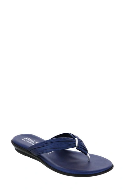 Italian Shoemakers Aleena Thong Sandal In Blue Metallic