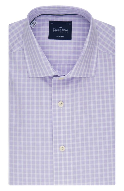 Savile Row Co Slim Fit Lilac Tattersal Cotton Dress Shirt