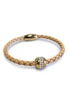 Liza Schwartz Good Karma Leather Bracelet In Gold/ Natural