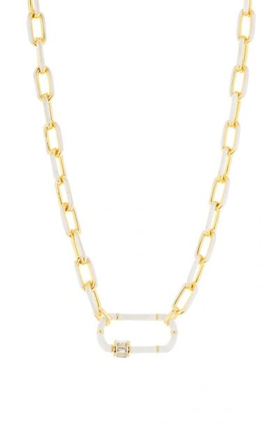 Meshmerise 18k Gold Plate Enamel & Cz Chain Necklace