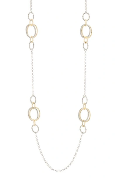 Meshmerise Two-tone Twisted Cable Layered Link Necklace In 18kt Two Tone Plated Brass