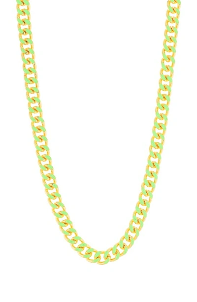 Meshmerise 18k Gold Plate Enamel Chain Necklace In 18kt Yellow Plated Brass