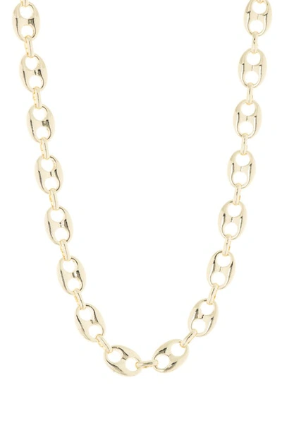 Meshmerise Puffed Mariner Chain Necklace In 18kt Yellow Plated Brass