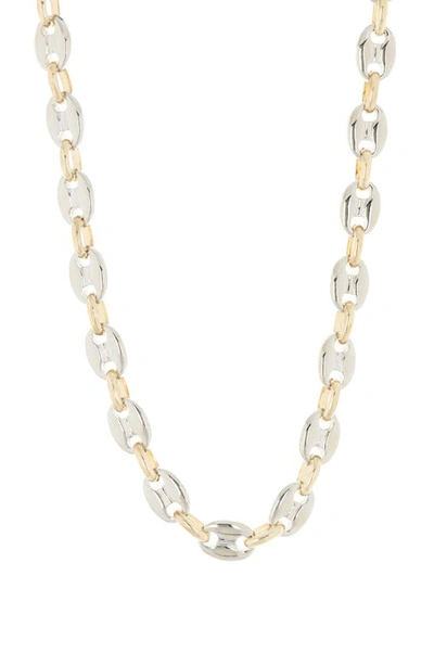 Meshmerise Two-tone Mariner Link Necklace In Metallic