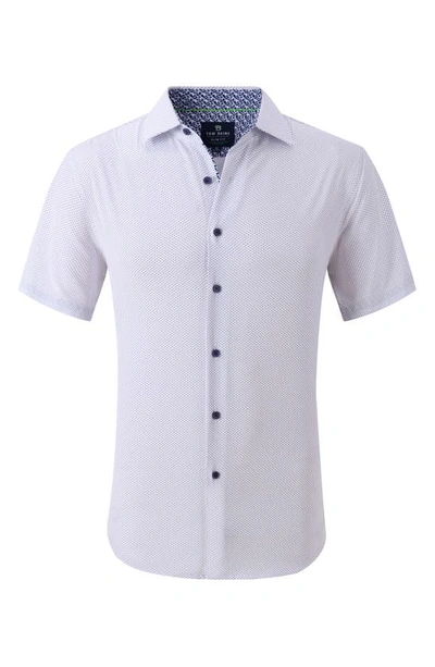 Tom Baine Slim Fit Short Sleeve Performance Stretch Button-up Shirt In White