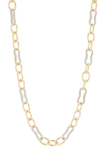 Meshmerise Two-tone Twisted Cable Link Necklace In 18kt Two Tone Plated Brass