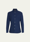 Loro Piana Men's Slim-fit Cotton Piqué Sport Shirt In Ocean Blue