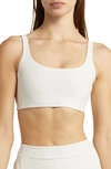 Outdoor Voices Double Time Mélange Sports Bra In Milk Stone