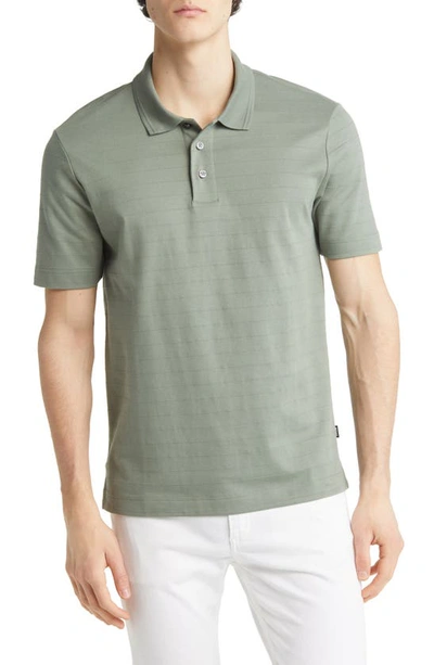Hugo Boss Piket Ribbed Polo In Open Green