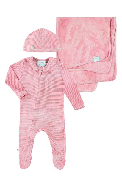 Paigelauren Babies' Welcome Home Slub Knit Footie, Hat & Blanket Set In Moon/ Star Pink