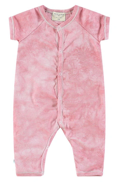 Paigelauren Babies' Stripe Tie Dye Romper In Marble Super Pink