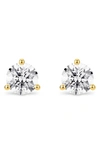 Lightbox Lab-created Diamond Solitaire Stud Earrings In White/ 14k Yellow Gold