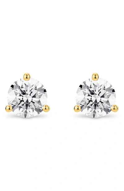 Lightbox Lab-created Diamond Solitaire Stud Earrings In White/ 14k Yellow Gold