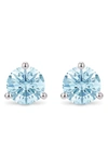 Lightbox Lab-created Diamond Solitaire Stud Earrings In Blue/ 14k White Gold