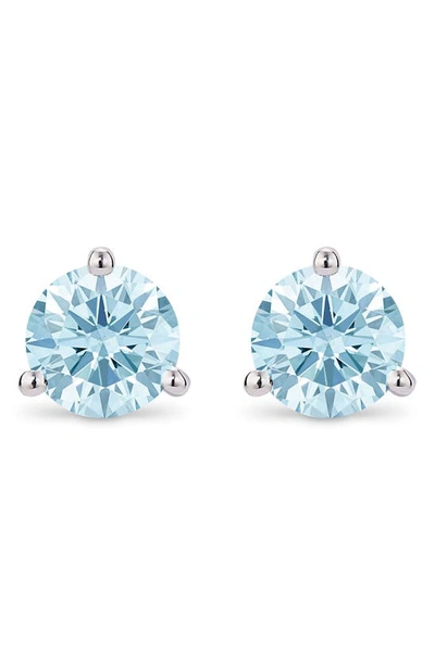 Lightbox Lab-created Diamond Solitaire Stud Earrings In Blue/ 14k White Gold