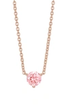Lightbox 1 Carat Lab Created Diamond Solitaire Necklace In Pink/ 14k Rose Gold