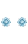 Lightbox 1.5 Carat Lab-created Diamond Cushion Solitaire Stud Earrings In Blue/ 14k White Gold