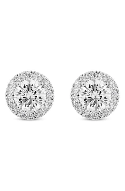 Lightbox Lab-created Diamond Halo Stud Earrings In White/ 14k White Gold