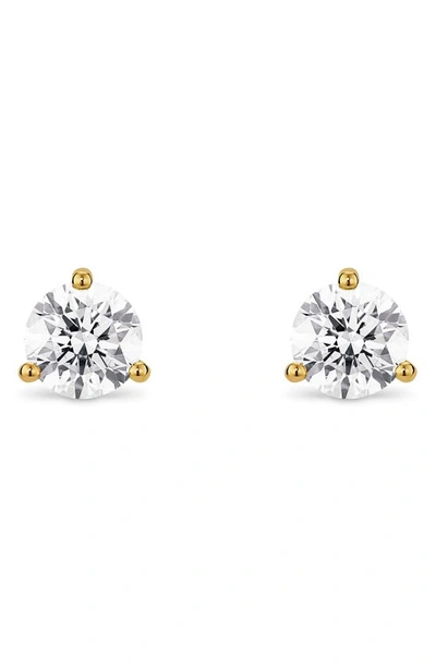 Lightbox 1 Carat Round Lab Created Diamond Solitaire Stud Earrings In White/ 14k Yellow Gold