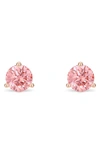 Lightbox 1 Carat Round Lab Created Diamond Solitaire Stud Earrings In Pink/ 14k Rose Gold