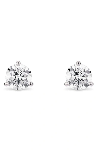 Lightbox 1 Carat Round Lab Created Diamond Solitaire Stud Earrings In White/ 14k White Gold
