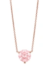 Lightbox 1.5 Carat Lab Created Diamond Solitaire Pendant Necklace In Pink/ 14k Rose Gold