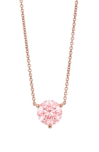 Lightbox 1.5 Carat Lab Created Diamond Solitaire Pendant Necklace In Pink/ 14k Rose Gold
