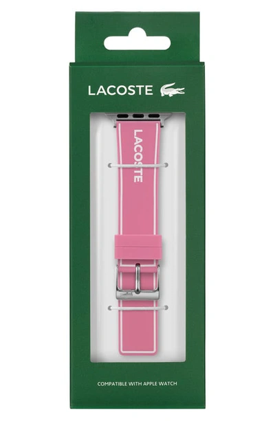 Lacoste Unisex Pink Silicone Apple Strap