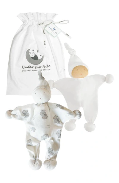 Under The Nile 2-piece Organic Cotton Doll Toy Set In White Multicolor