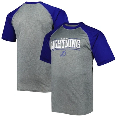 Profile Men's Heather Gray Tampa Bay Lightning Big And Tall Logo Raglan T-shirt