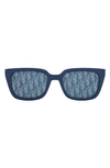 Dior 53mm Rectangular Sunglasses In Blue