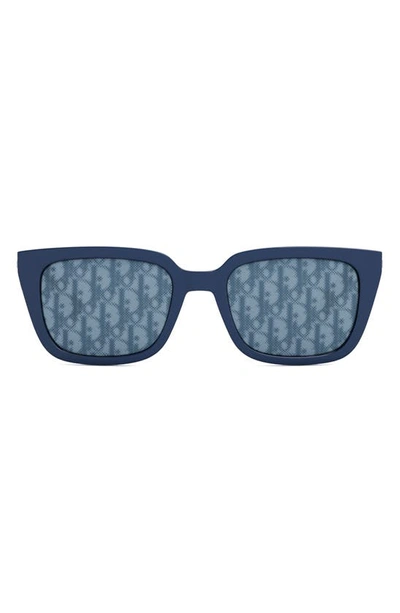 Dior 53mm Rectangular Sunglasses In Blue