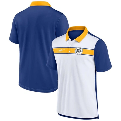 Nike Men's  White, Royal Seattle Mariners Rewind Stripe Polo Shirt In White,royal