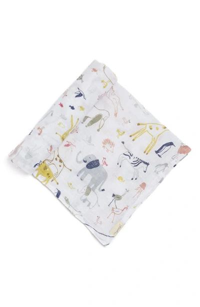 Pehr Into The Wild Organic Cotton Swaddle Blanket In Ivory