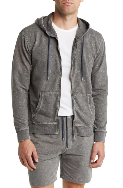 Stone Rose Acid Wash Fleece Zip Hoodie In Grey