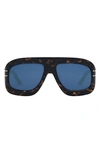 Dior Signature M1u 55mm Mask Sunglasses In Dark Havana / Blue