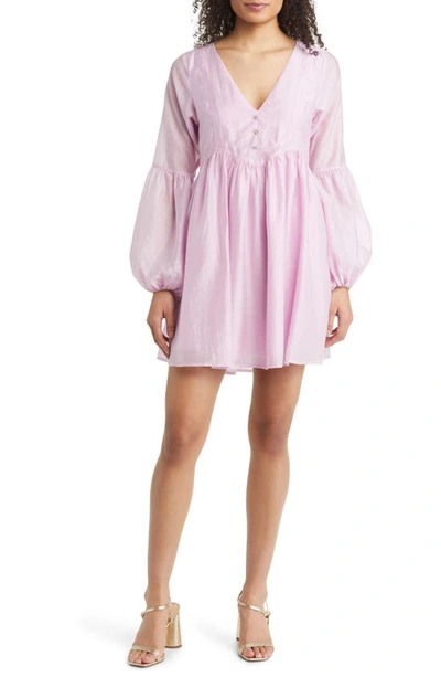 Btfl-life Zosia Long Sleeve Babydoll Dress In Lilac