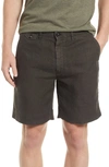 Billy Reid Moore Linen Shorts In Steel Grey
