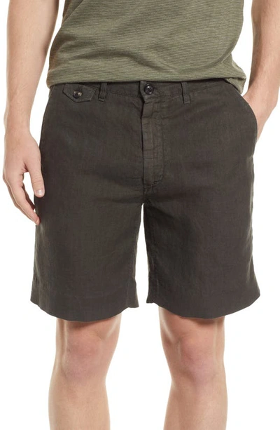 Billy Reid Moore Linen Shorts In Steel Grey