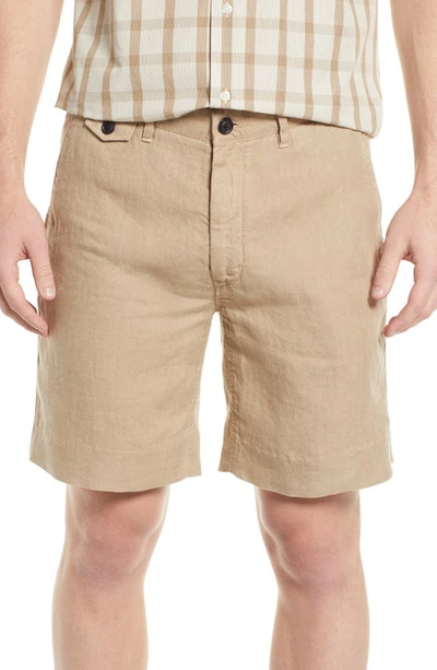 Billy Reid Moore Linen Shorts In Khaki