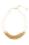 Deepa Gurnani Loretta Beaded Layered Necklace In White