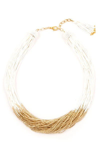 Deepa Gurnani Loretta Beaded Layered Necklace In White